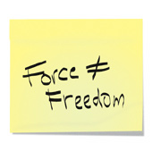 handwritten note: force (inequality sign) freedom